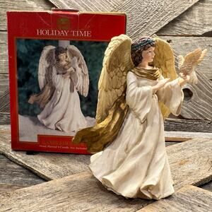 Vintage “Christmas on Mainstreet” Angel Holding Dove Candleholder, Holiday Time